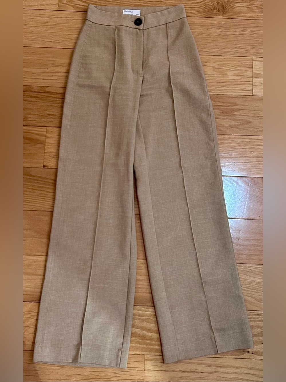 Bershka Beige Wide-Leg High-Rise Trousers US 2/EU 34